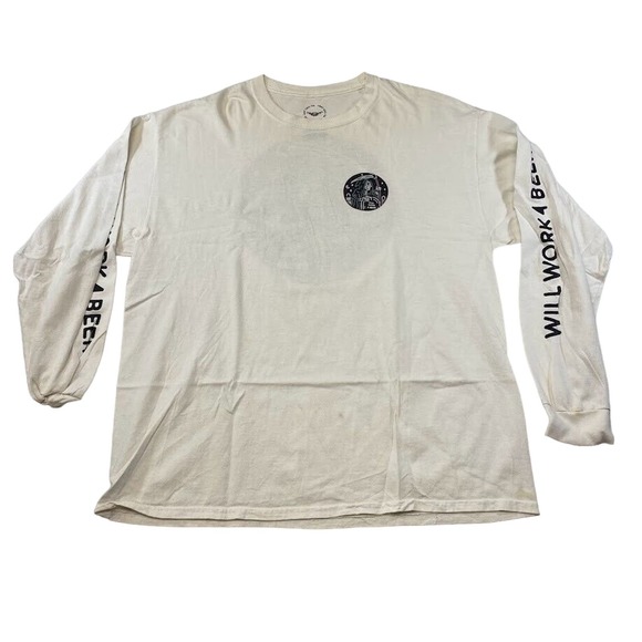 Will Work 4 Beer Grim Reaper Graphic Tee Thrifted Vintage Style Size XL - Picture 1 of 13